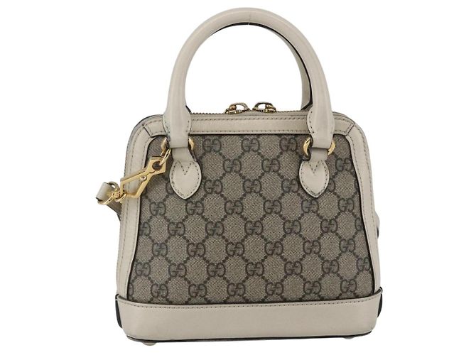 Gucci Borsa GG Supreme Horsebit in PVC 2way Beige Bianco oro 640716 Auth gh1419 - vista 2