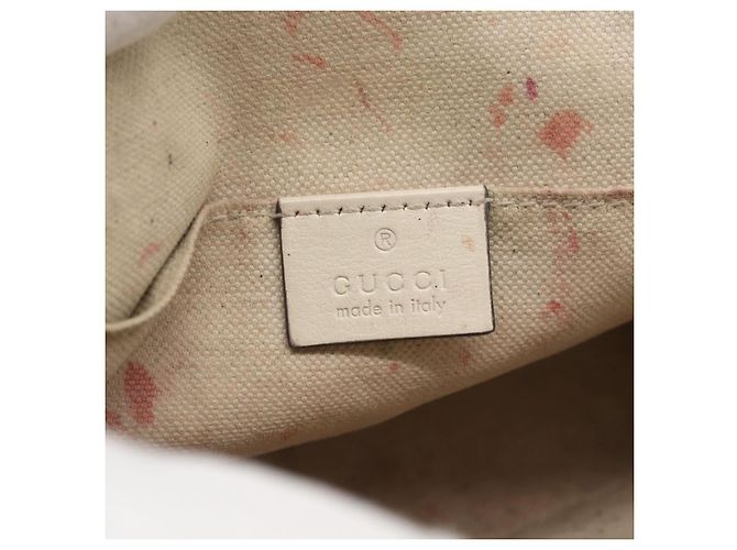 Gucci Borsa GG Supreme Horsebit in PVC 2way Beige Bianco oro 640716 Auth gh1419 - vista 20
