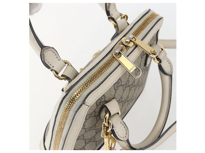 Gucci Borsa GG Supreme Horsebit in PVC 2way Beige Bianco oro 640716 Auth gh1419 - vista 6