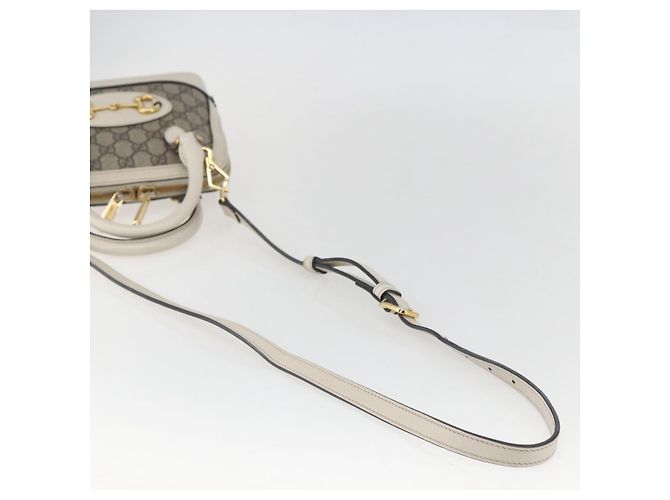 Gucci Borsa GG Supreme Horsebit in PVC 2way Beige Bianco oro 640716 Auth gh1419 - vista 8