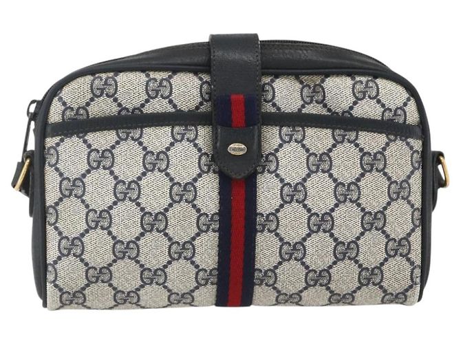 Borsa a Spalla Gucci GG Supreme Sherry Line PVC Blu Navy Oro 89 02 055 Auth am9980 D'oro - vista 13