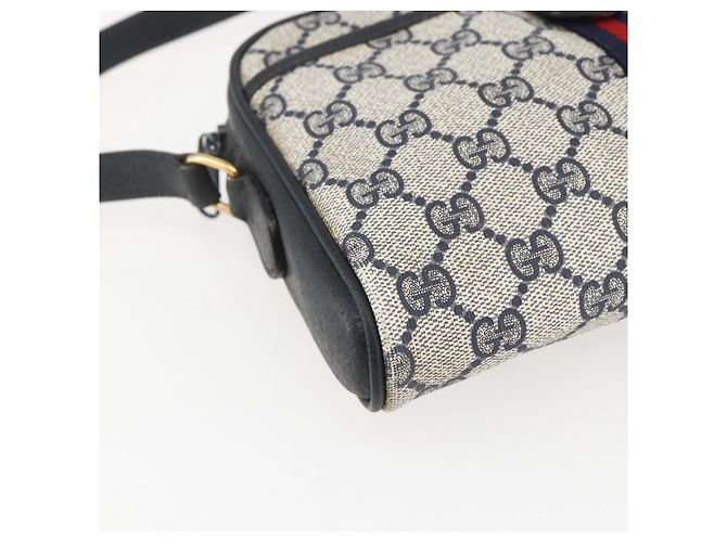 Borsa a Spalla Gucci GG Supreme Sherry Line PVC Blu Navy Oro 89 02 055 Auth am9980 D'oro - vista 15
