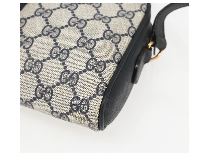 Borsa a Spalla Gucci GG Supreme Sherry Line PVC Blu Navy Oro 89 02 055 Auth am9980 D'oro - vista 16