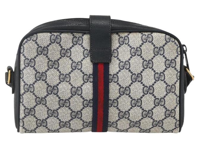 Borsa a Spalla Gucci GG Supreme Sherry Line PVC Blu Navy Oro 89 02 055 Auth am9980 D'oro - vista 2