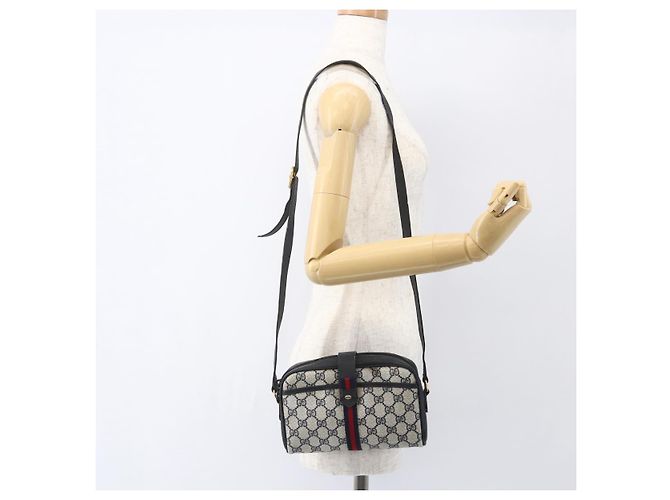 Borsa a Spalla Gucci GG Supreme Sherry Line PVC Blu Navy Oro 89 02 055 Auth am9980 D'oro - vista 21