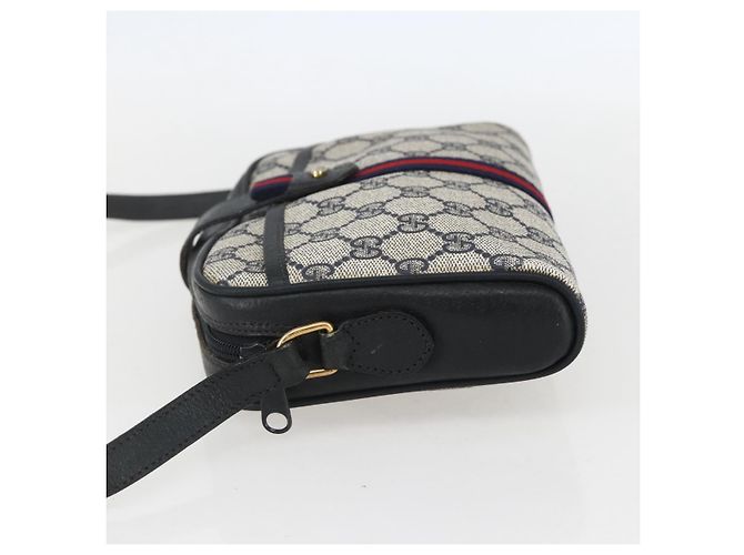 Borsa a Spalla Gucci GG Supreme Sherry Line PVC Blu Navy Oro 89 02 055 Auth am9980 D'oro - vista 3