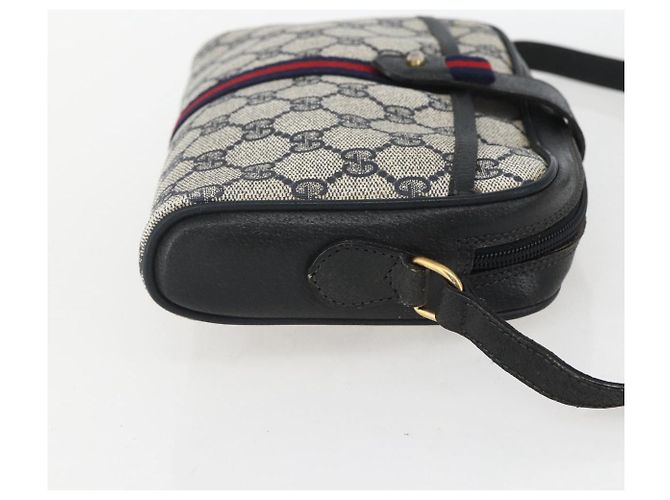Borsa a Spalla Gucci GG Supreme Sherry Line PVC Blu Navy Oro 89 02 055 Auth am9980 D'oro - vista 4