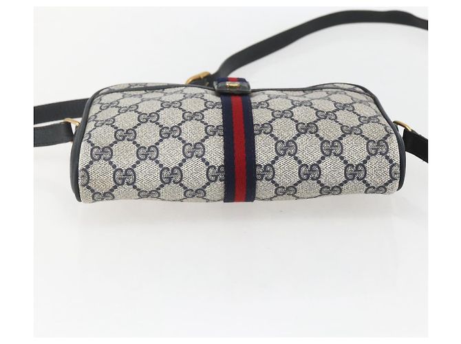 Borsa a Spalla Gucci GG Supreme Sherry Line PVC Blu Navy Oro 89 02 055 Auth am9980 D'oro - vista 5