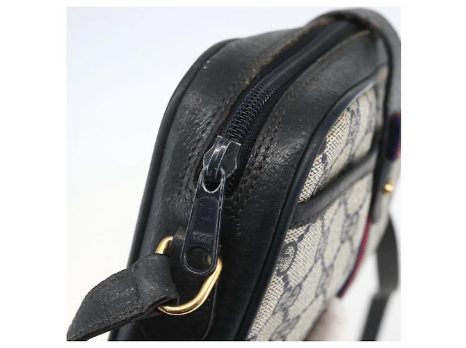 Borsa a Spalla Gucci GG Supreme Sherry Line PVC Blu Navy Oro 89 02 055 Auth am9980 D'oro - vista 9