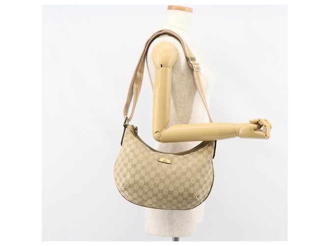 Borsa a Spalla Gucci GG Canvas Sherry Line Beige Oro 181092 Auth mr1685 D'oro - vista 23