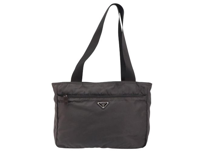 PRADA Tote Bag aus grauem Nylon mit silberner Authentizität mr1678 Braun - Ansicht 13