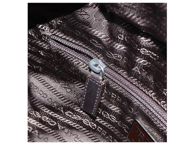 PRADA Tote Bag aus grauem Nylon mit silberner Authentizität mr1678 Braun - Ansicht 22