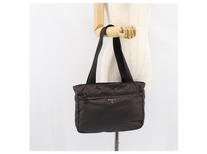 PRADA Tote Bag aus grauem Nylon mit silberner Authentizität mr1678 Braun - Ansicht 26
