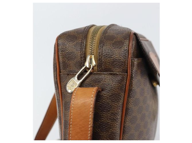 Céline Borsa a Spalla in Tela Macadam CELINE in Pelle PVC Marrone Oro Auth mr1695 D'oro - vista 10