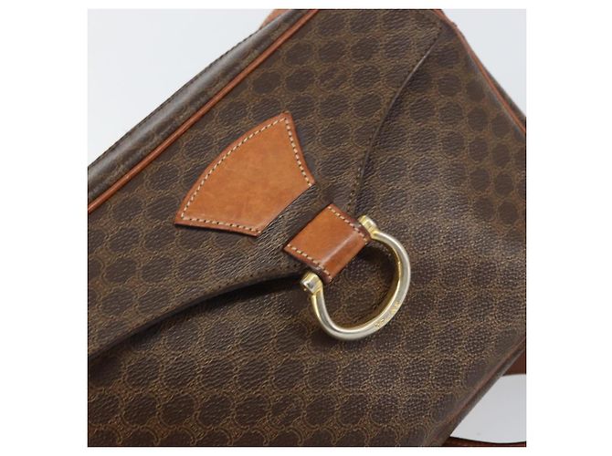 Céline Borsa a Spalla in Tela Macadam CELINE in Pelle PVC Marrone Oro Auth mr1695 D'oro - vista 17