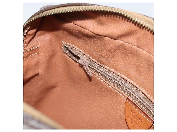 Céline Borsa a Spalla in Tela Macadam CELINE in Pelle PVC Marrone Oro Auth mr1695 D'oro - vista 20