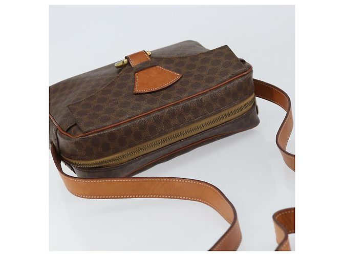 Céline Borsa a Spalla in Tela Macadam CELINE in Pelle PVC Marrone Oro Auth mr1695 D'oro - vista 6
