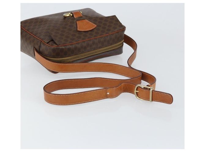 Céline Borsa a Spalla in Tela Macadam CELINE in Pelle PVC Marrone Oro Auth mr1695 D'oro - vista 7