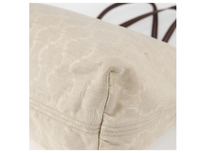 Céline Borsa tote in tela Macadam beige e oro CELINE Paris Auth 156134 D'oro - vista 15