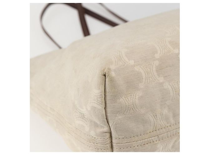 Céline Borsa tote in tela Macadam beige e oro CELINE Paris Auth 156134 D'oro - vista 16