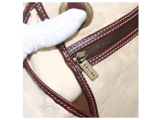 Céline Borsa tote in tela Macadam beige e oro CELINE Paris Auth 156134 D'oro - vista 18
