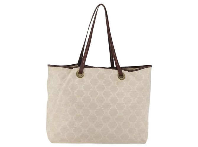Céline Borsa tote in tela Macadam beige e oro CELINE Paris Auth 156134 D'oro - vista 2