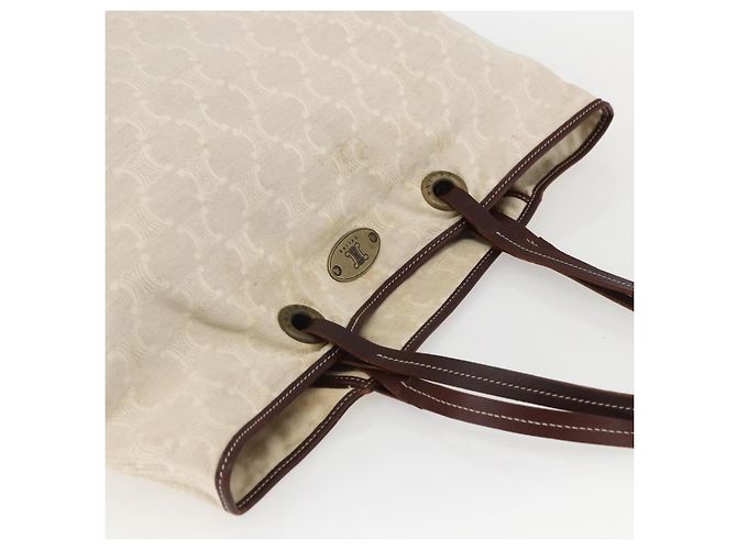 Céline Borsa tote in tela Macadam beige e oro CELINE Paris Auth 156134 D'oro - vista 6