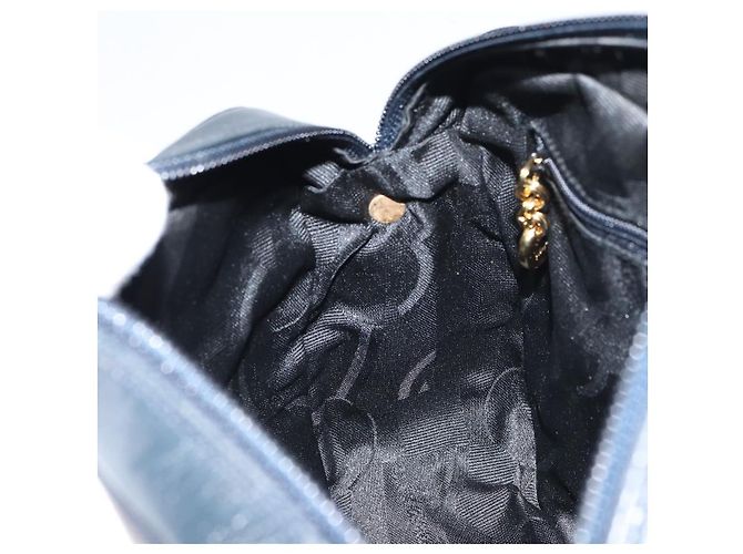 Bolso de Hombro Salvatore Ferragamo Vala de Cuero Azul Marino Dorado Auth BA8897 - vista 19