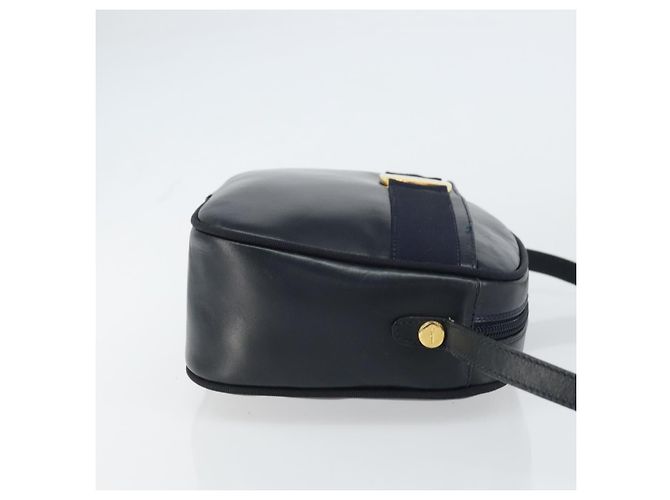 Bolso de Hombro Salvatore Ferragamo Vala de Cuero Azul Marino Dorado Auth BA8897 - vista 3