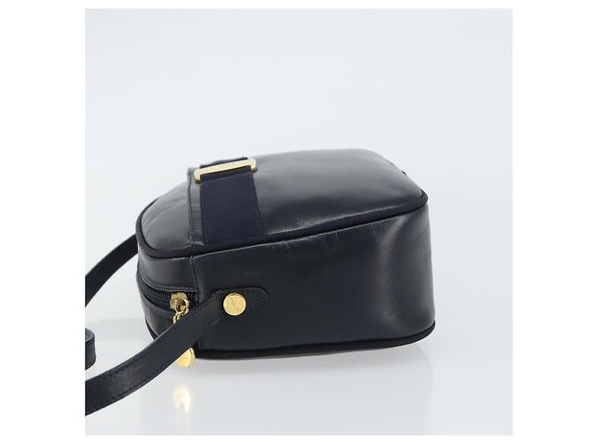 Bolso de Hombro Salvatore Ferragamo Vala de Cuero Azul Marino Dorado Auth BA8897 - vista 4