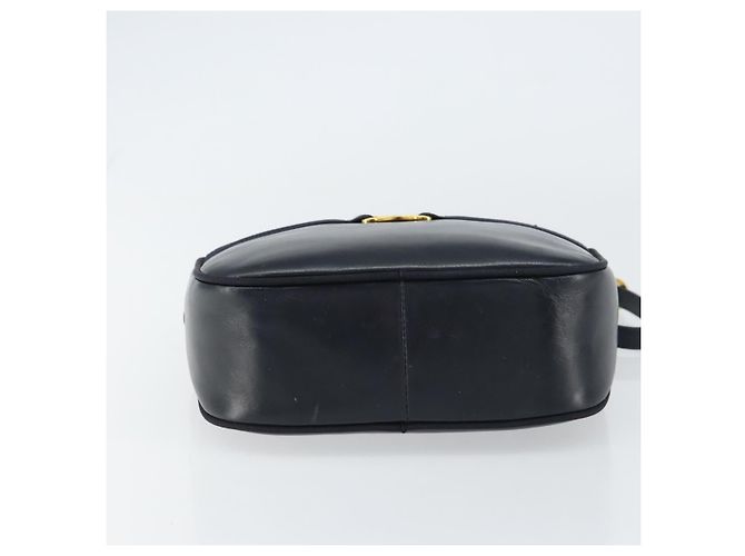 Bolso de Hombro Salvatore Ferragamo Vala de Cuero Azul Marino Dorado Auth BA8897 - vista 5