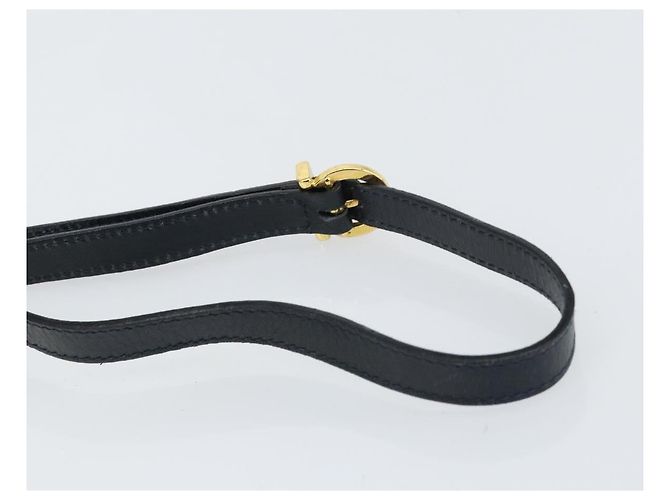 Bolso de Hombro Salvatore Ferragamo Vala de Cuero Azul Marino Dorado Auth BA8897 - vista 8