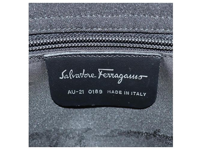 Borsa a Spalla Salvatore Ferragamo Nylon Nero Auth BA8876 - vista 12
