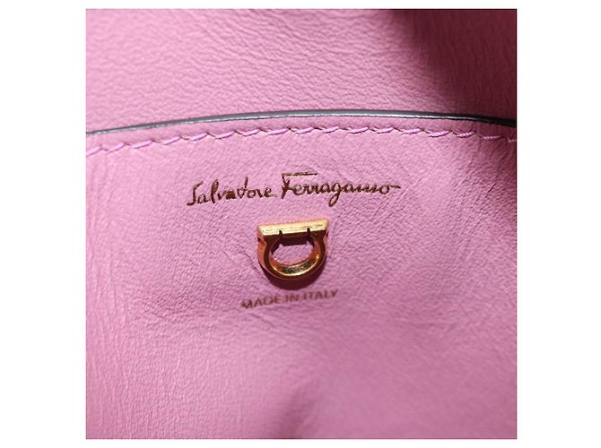 Borsa a Spalla Gancini in Pelle Rosa Oro Auth BA8838V di Salvatore Ferragamo - vista 18