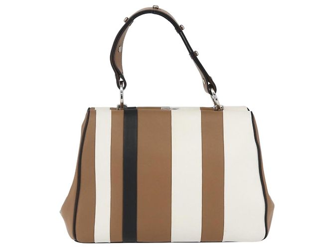 PRADA Borsa a Spalla Baiadera Pelle Marrone Argento Auth 158889SAV - vista 13