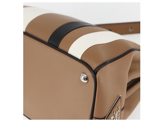 PRADA Borsa a Spalla Baiadera Pelle Marrone Argento Auth 158889SAV - vista 16