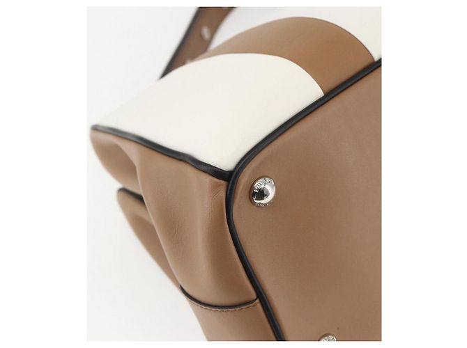 PRADA Borsa a Spalla Baiadera Pelle Marrone Argento Auth 158889SAV - vista 17