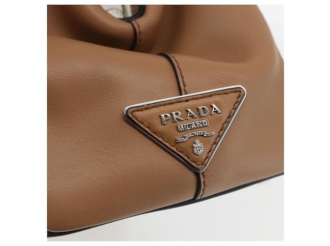 PRADA Borsa a Spalla Baiadera Pelle Marrone Argento Auth 158889SAV - vista 18