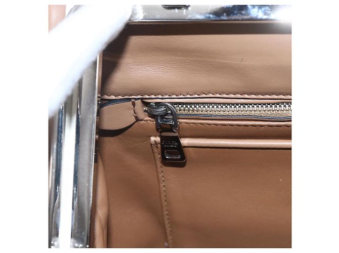 PRADA Borsa a Spalla Baiadera Pelle Marrone Argento Auth 158889SAV - vista 21