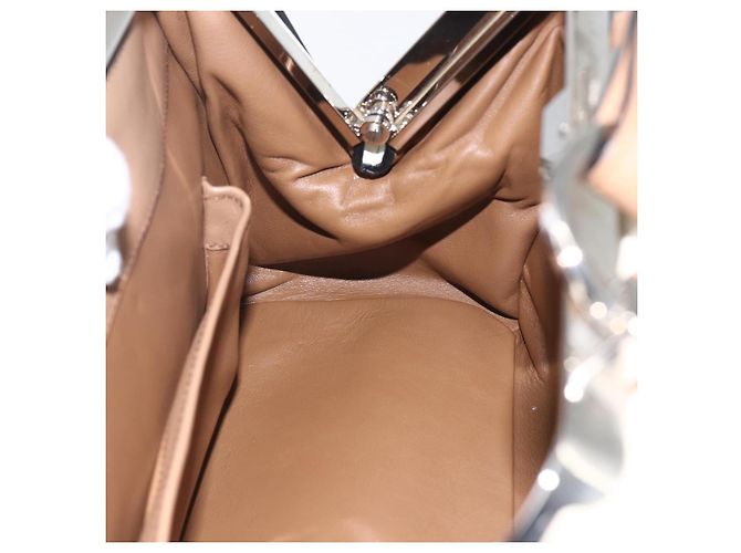 PRADA Borsa a Spalla Baiadera Pelle Marrone Argento Auth 158889SAV - vista 23