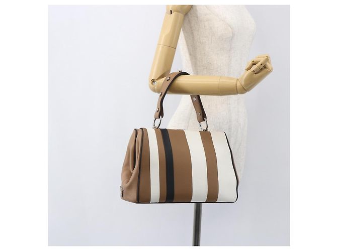 PRADA Borsa a Spalla Baiadera Pelle Marrone Argento Auth 158889SAV - vista 29