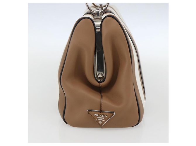 PRADA Borsa a Spalla Baiadera Pelle Marrone Argento Auth 158889SAV - vista 3