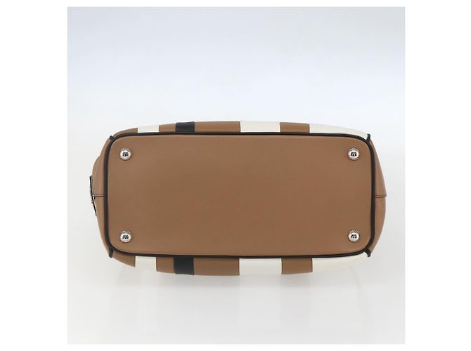 PRADA Borsa a Spalla Baiadera Pelle Marrone Argento Auth 158889SAV - vista 5