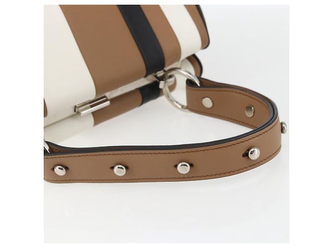 PRADA Borsa a Spalla Baiadera Pelle Marrone Argento Auth 158889SAV - vista 7