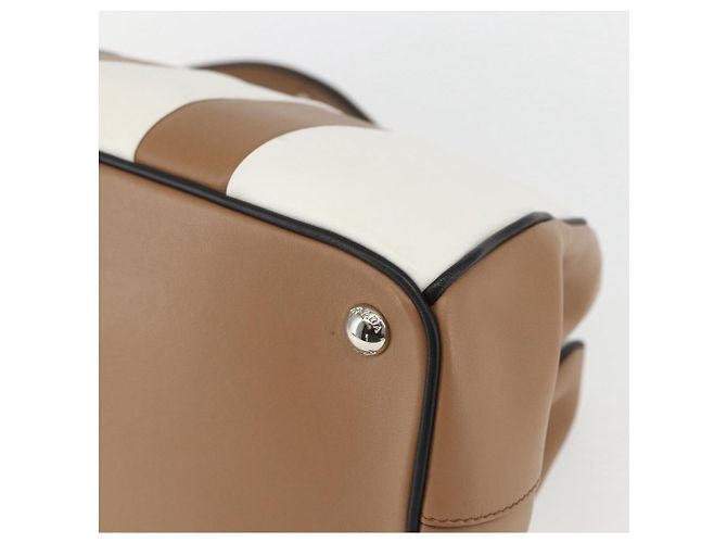 PRADA Borsa a Spalla Baiadera Pelle Marrone Argento Auth 158889SAV - vista 8