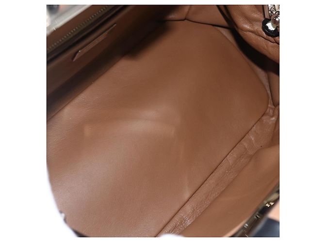 PRADA Borsa a Spalla Baiadera Pelle Marrone Argento Auth 158889SAV - vista 9