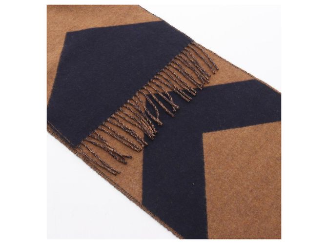 Stola in cashmere Chevron Kazak di Hermès Marrone Blu navy - vista 2