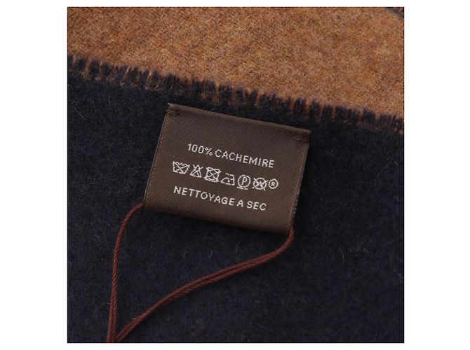 Stola in cashmere Chevron Kazak di Hermès Marrone Blu navy - vista 4