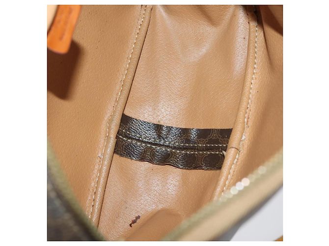 Céline Borsa a mano in tela Macadam CELINE in pelle PVC 2 in 1 marrone oro Auth 154376 D'oro - vista 11
