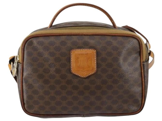 Céline Borsa a mano in tela Macadam CELINE in pelle PVC 2 in 1 marrone oro Auth 154376 D'oro - vista 13